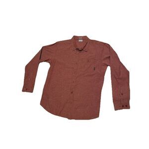 Columbia Mens Long Sleeve Button Up Shirt Light Brick Red Size Large 100% Cotton